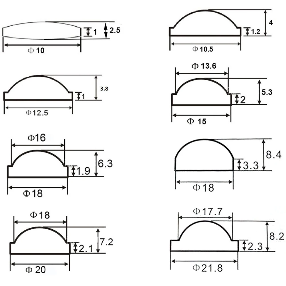 عدسة أكريليك بلانو-ex LED ، إكسسوارات شعلة تركيز ، زجاج مكبِّرة ، عدسة محدبة ، 10 ، 20 ، 30 ، 50 ، 40