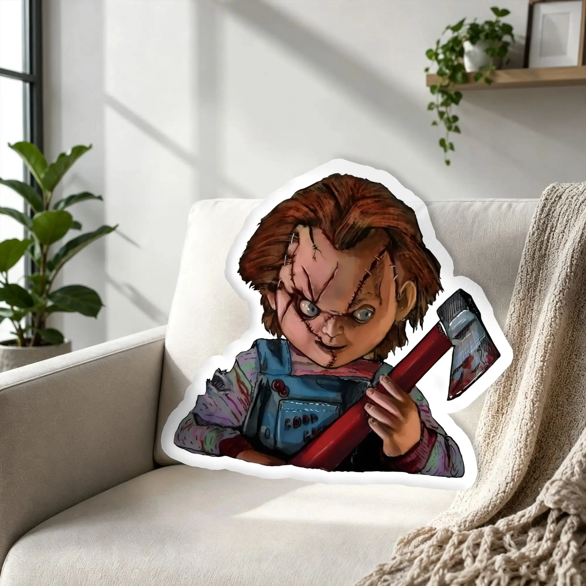 Customized B-Brides of Chuckys Cushion Pillow Killer Doll Soft Pillows and Cushions Humorous Cushion for Bedroom Bed Unique Gift