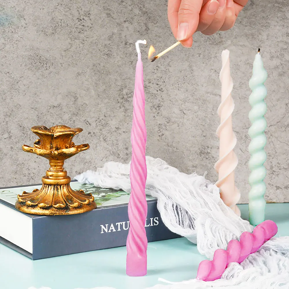 For Fun DIY Long Strip Candle Silicone Mold Irregular Shape Spiral Candles Mould Candlelight Dinner Handmade Candle Stick Making