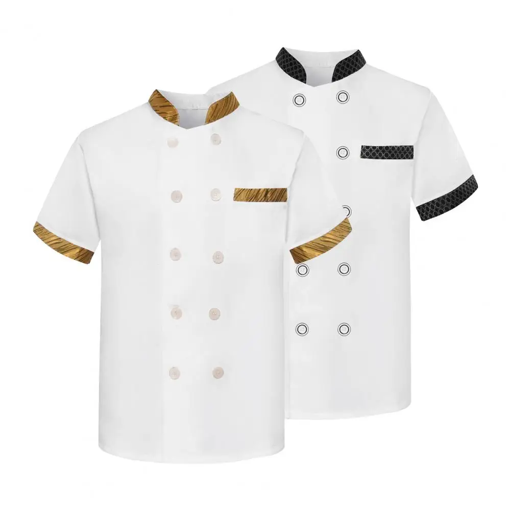 Uniforme de Chef sólido de manga curta para homens e mulheres, camisa de cozinheiro, padaria, restaurante, garçonete, garçom, jaquetas novas