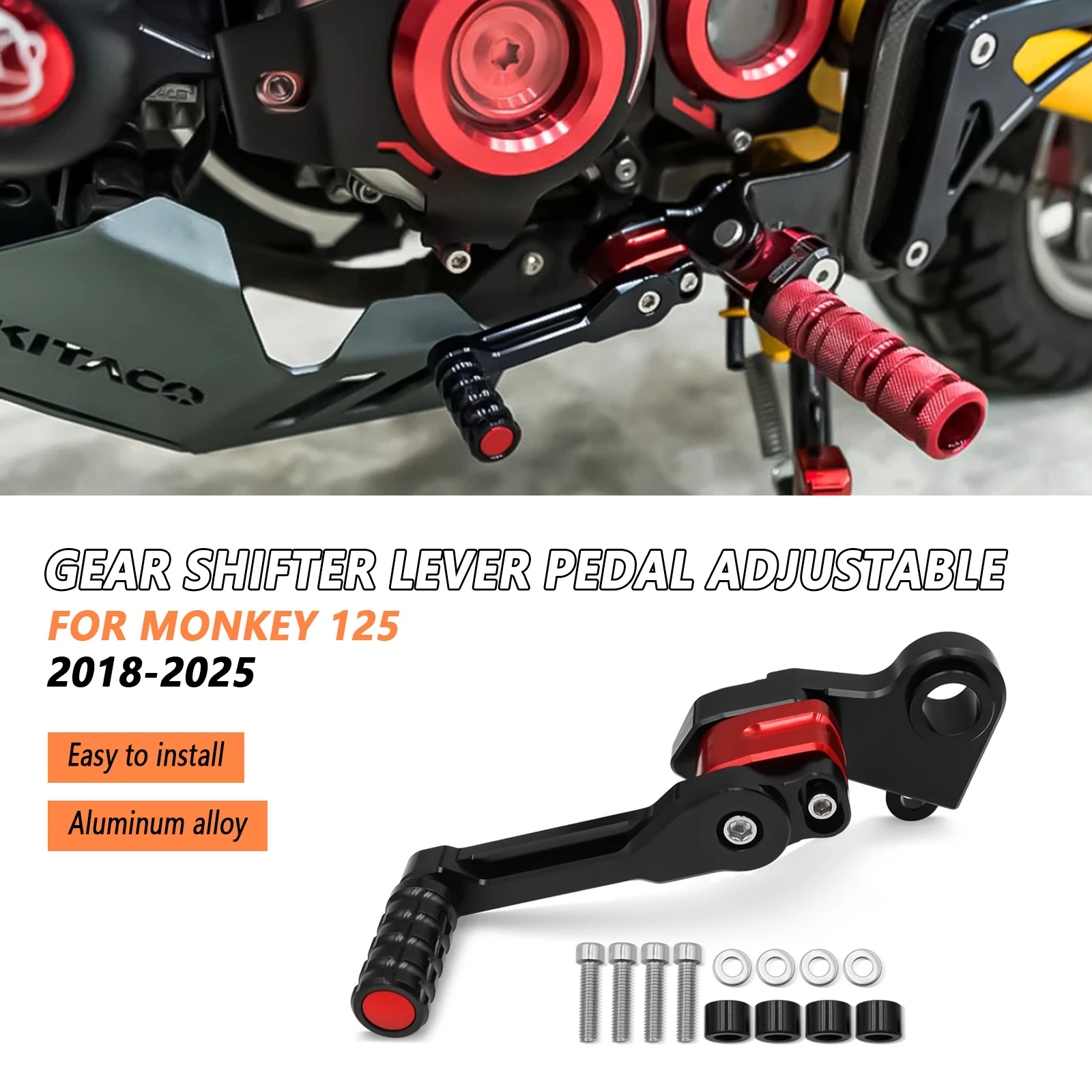 For Motorcycle Adjustable Gear Shifter Shift Pedal Front Lever Shift Pegs Monkey 125 2018-2025 Monkey125 2024 MONKEY 125 2025