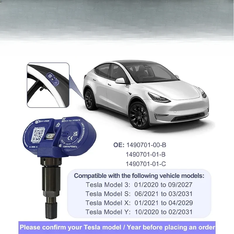 

Датчики контроля давления в шинах BLE Bluetooth Датчик TPMS для Tesla Model 3 Y S X 2020-2024 заменяет 1490701-01-B 1490701-01-C