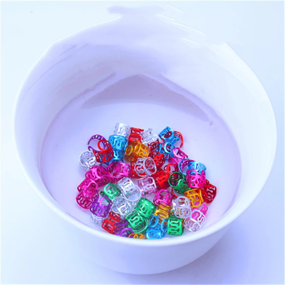 50pcs/Lot Adjustable Open Hair Rings for Braids Colorful Aluminum Hair Clips Dreadlock Beads Spiral Hair Pin Jewelry Accessories