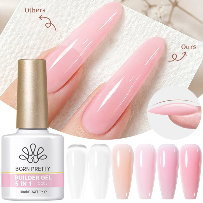BORN PRETTY 10ml 5-IN-1 Builder Gel Jelly Color Quick Construction Gel Nail Polish for Manicure Semi Permanent BuildingNail Gel