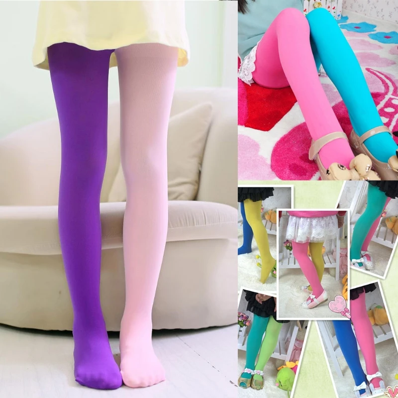 Bonbonfarbene gemischte Strumpfhosen für Mädchen, Patchwork-Stretchhose für Babys, Skinny-Hose, Kinder-Tanzstrumpfhose, Strumpfhose, 3–12 Jahre – Detail 1