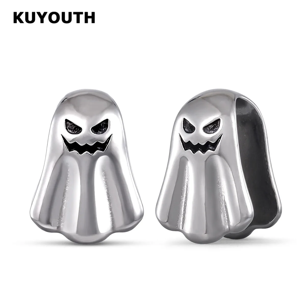 

KUYOUTH Halloween Gothic Spooky Ghost Ear Weights - Hypoallergenic Stainless Steel Ear Expander 1Pair