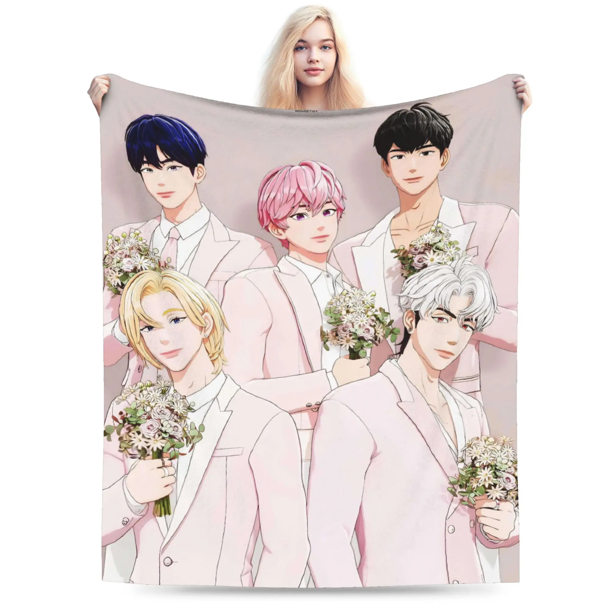 Kpop PLAVE Caligo pt Warm Blanket  Children Plush Throw Blanket Funny Couch Chair Flannel Bedspread Sofa Bed Cover