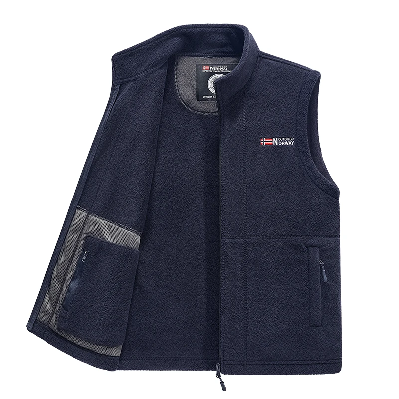 Polar Fleece Norwegen Weste Herren Outdoor Winter Warme Weste Mantel Stehkragen Armee Verdickte Westen Kleidung Jacke Ärmellose Weste – Detail 14