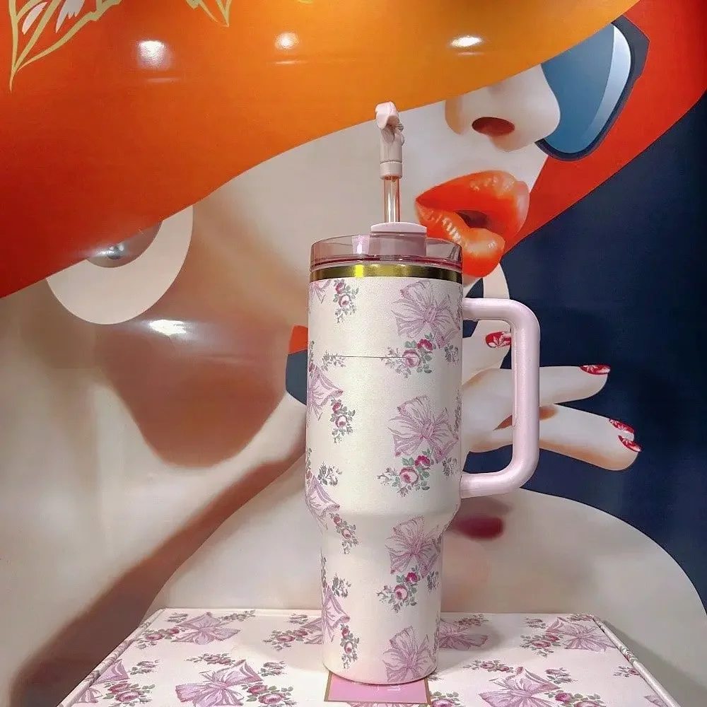 

40 OZ Large Capacity Insulated Water Bottle, With Fashionable Print, Made Of Stainless Steel. Bottle Cap Has A Locking Design