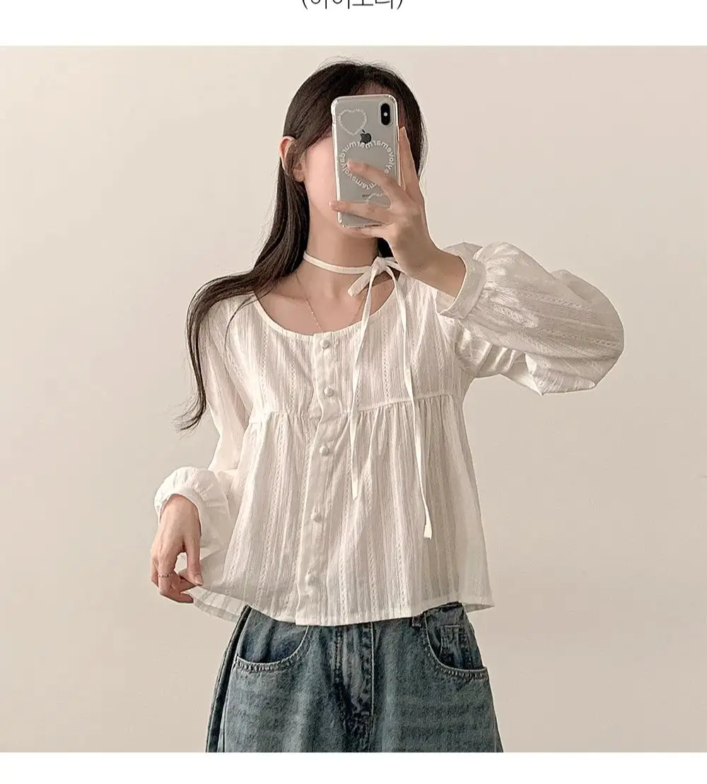 

Korean style College style round neck long sleeve women's shirt