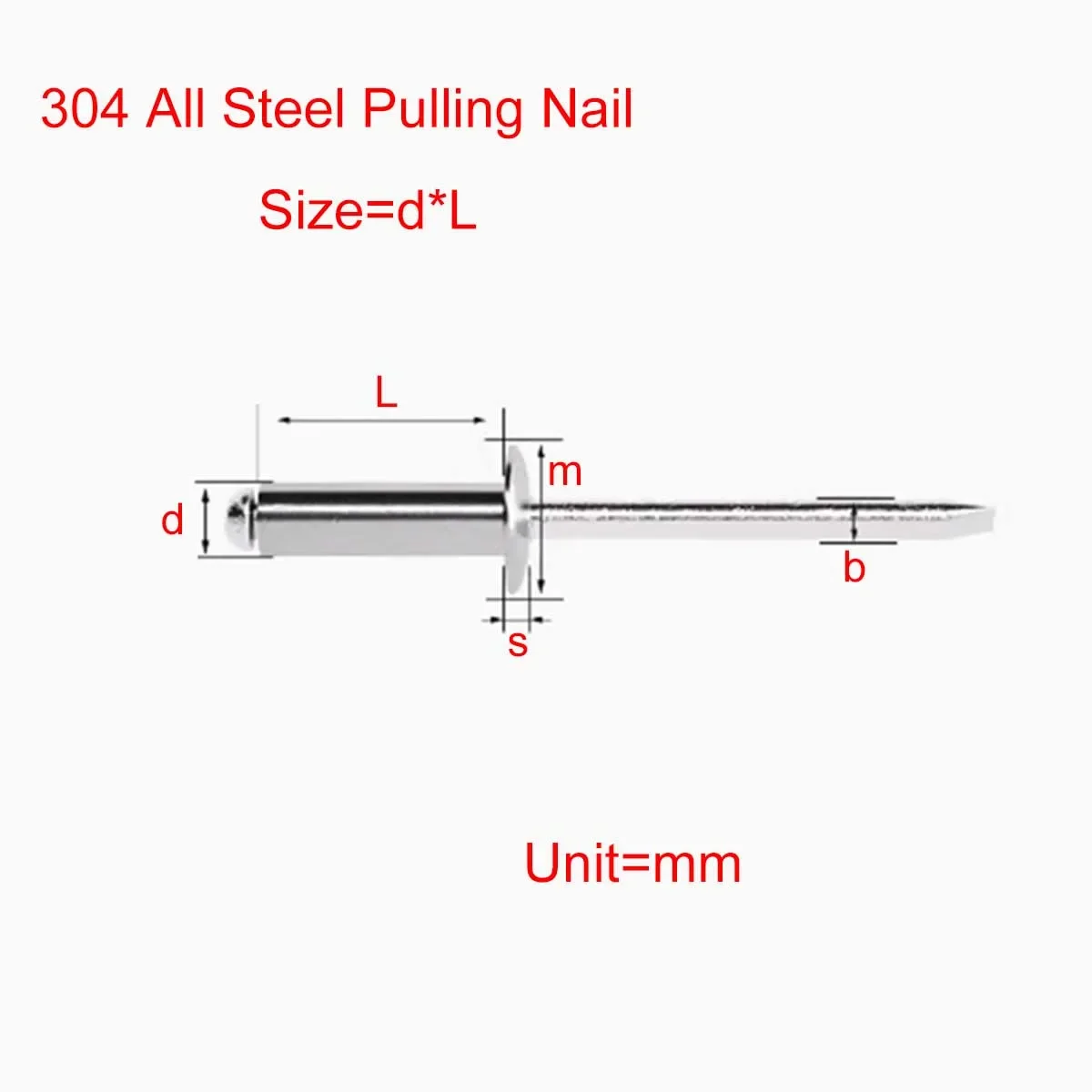 

304 Stainless Steel Round Head Pop RivetsM2.4-M6.4