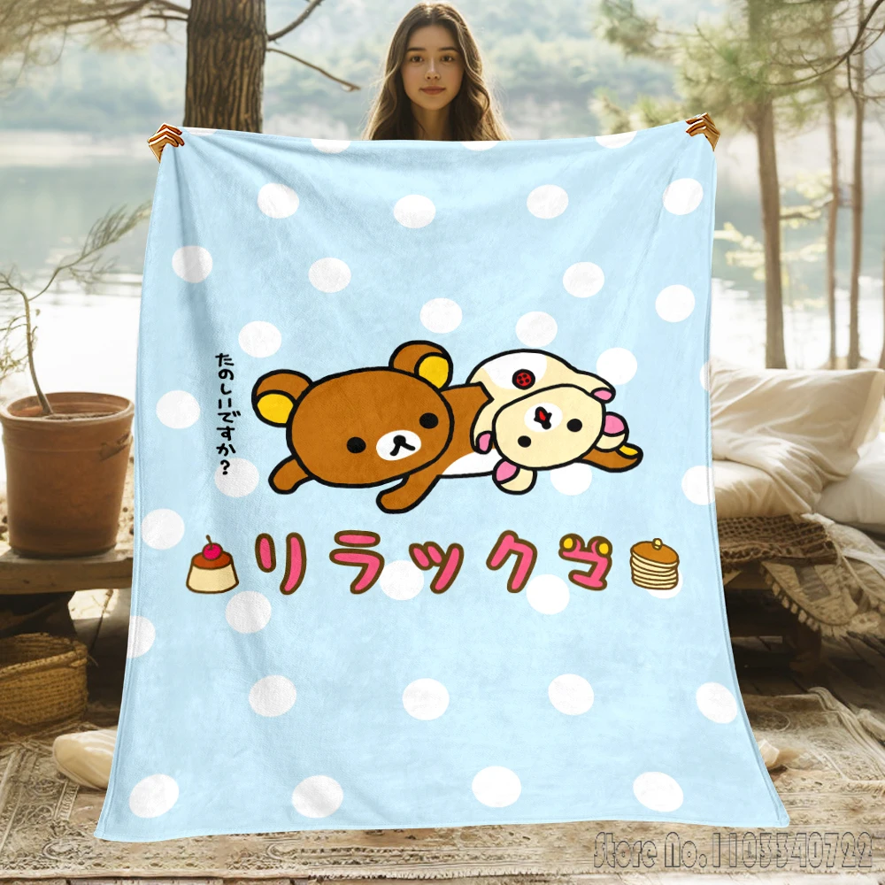 Rilakkuma Cute blanket to keep warm birthday gift to keep warm blanket super cute thin blanket Portable Anti-Pilling Picnic