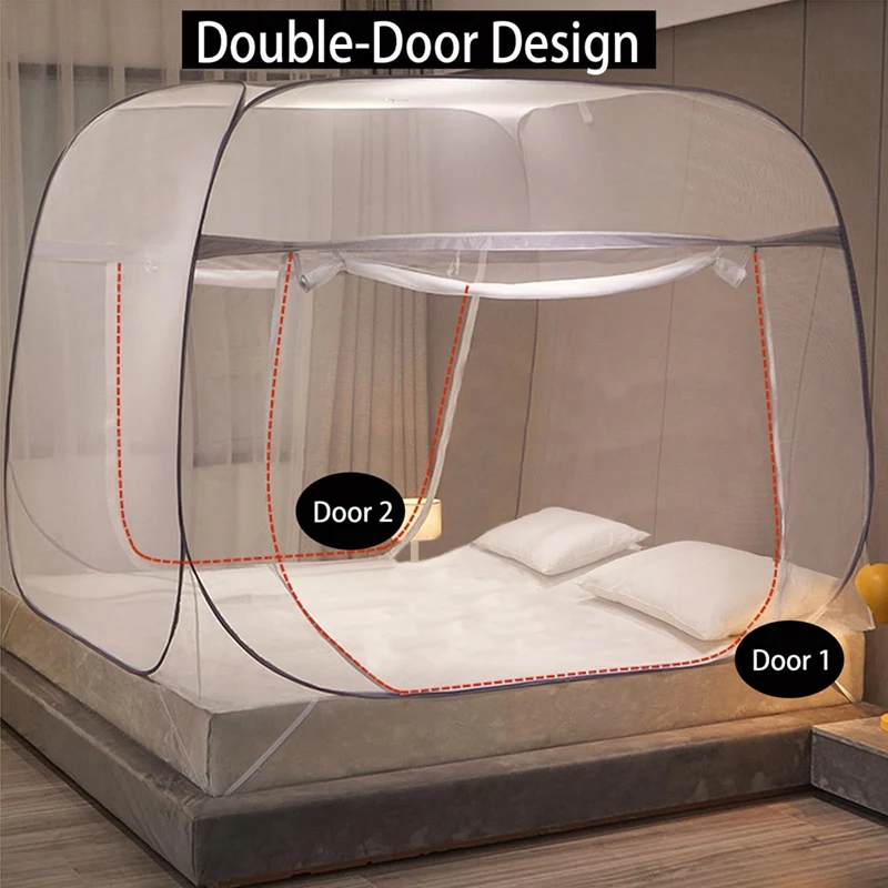 ناموسية المحمولة التخييم خيمة واحدة مزدوجة السرير المظلة للكبار طوي بطابقين شبكة صافي تنفس ناموسية ﻿