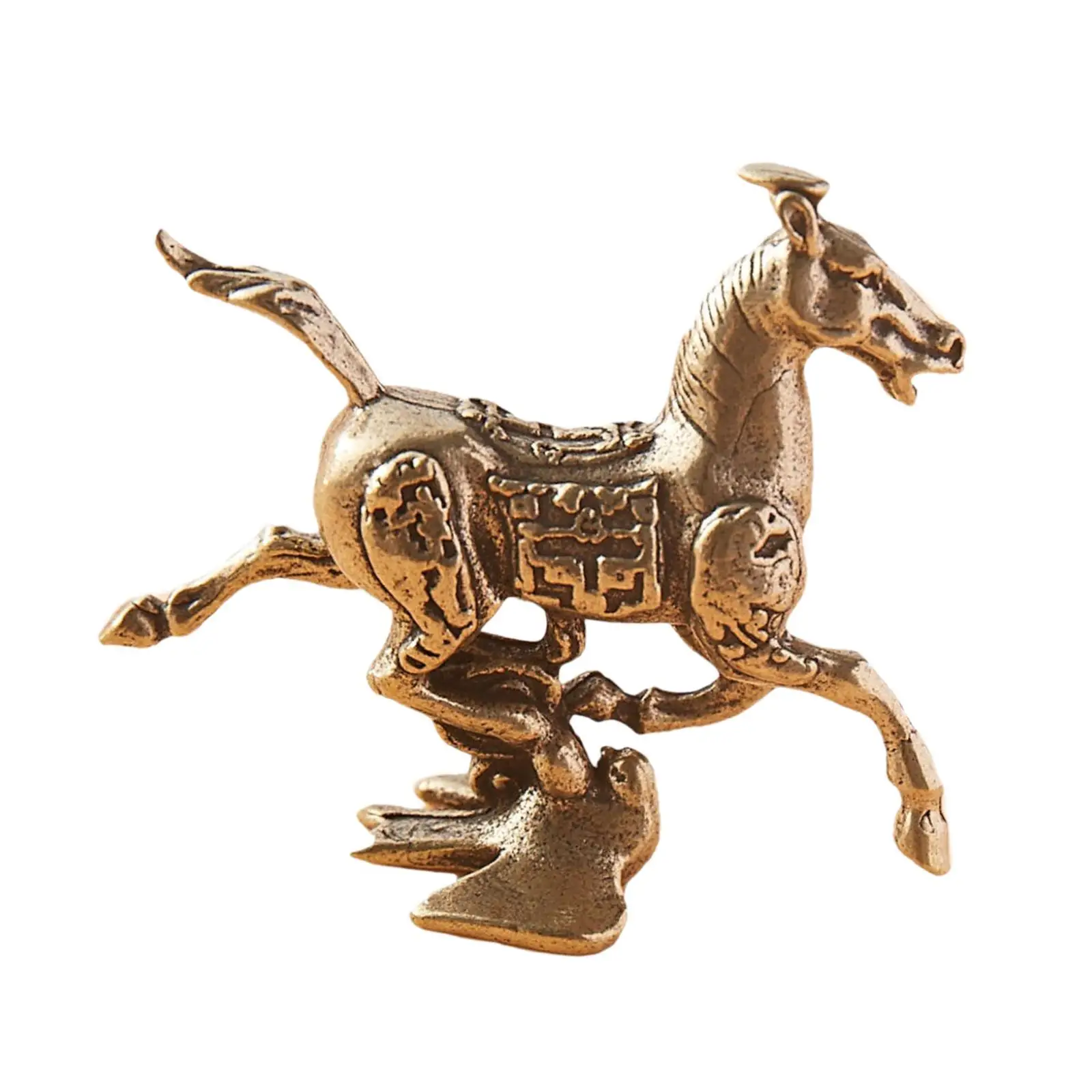 Brass Horse Treading Swallow Animal Statue Miniature Sculpture Horses Decoration for Living Room Shelf