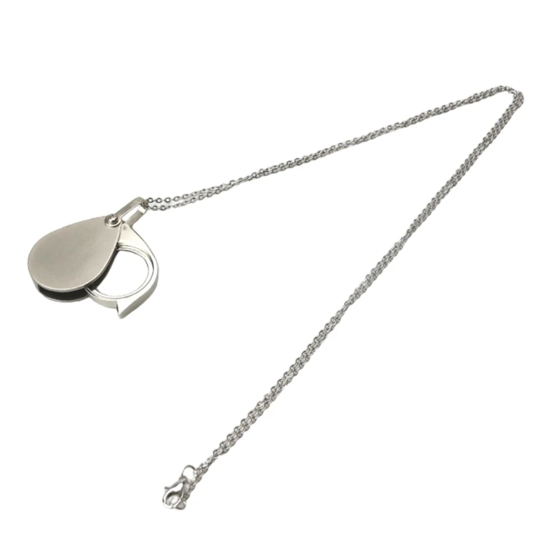 Women 10x Magnifier Round Reading Glass Monocle Lens Pendant Men Chain Necklace