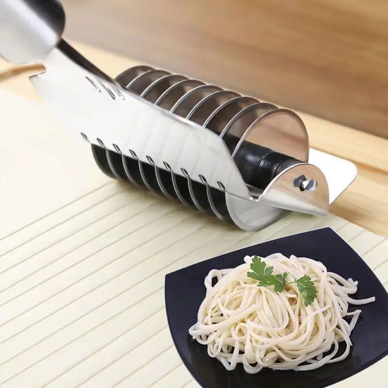 Manual Noodle Cutter Rolling Stainless Steel Noodle Cutting Device Chive Spaghetti Cutting Kitchen Cooking Accessories