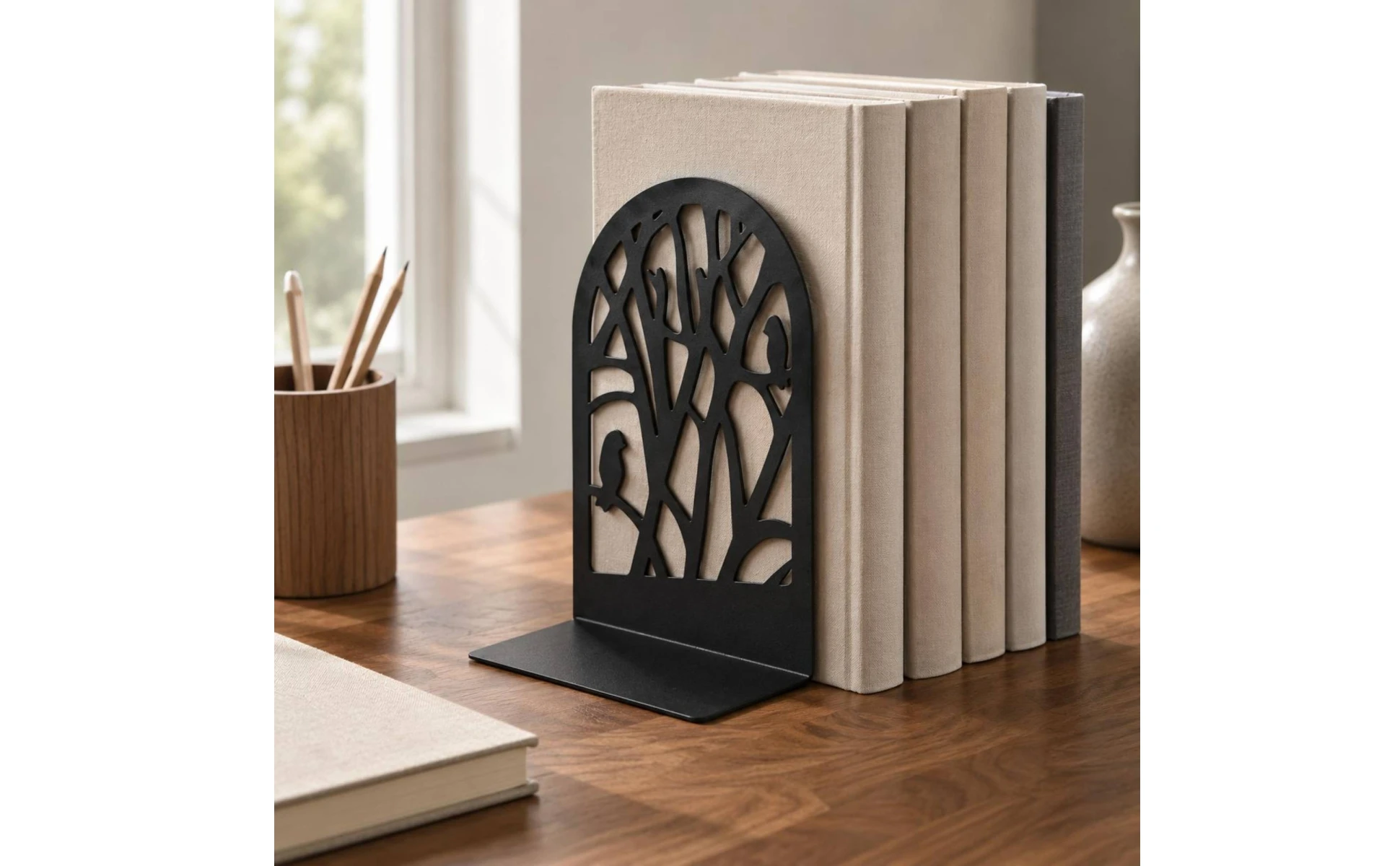Metal Bookend Pair Matte Finish Metal Bookends Tree Bookends Sturdy