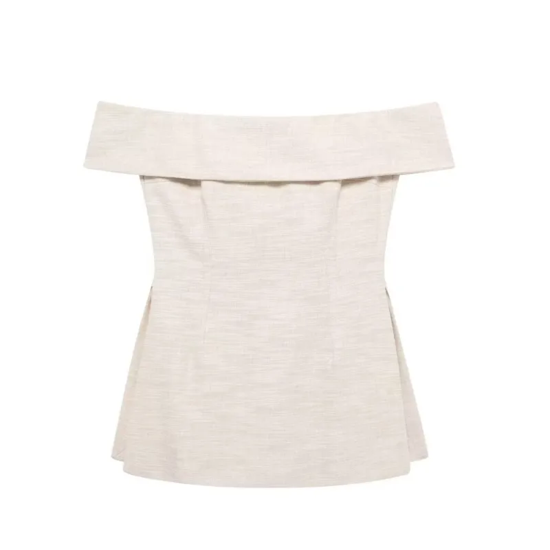 

Side slit off off shoulder Strapless top for Summer Women High Street Casual Exquisite elegant style Chest wrapping Tops