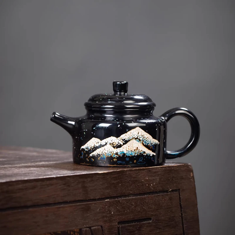 

Handmade snow mountain sticker eggshell purple sand tea set bubble teapot single pot well bar pot gift