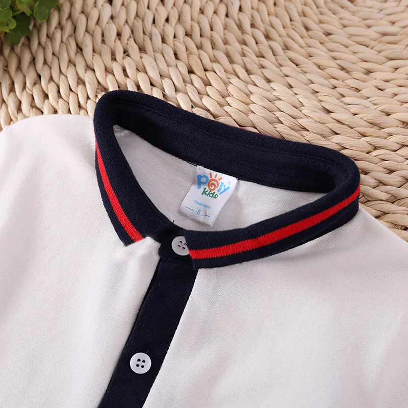 Boys summer polo shirt Cotton Breathable Boys clothing Striped sleeve T Shirts Kids Turn-Down Collar Tops Tees 3-7year overcoat