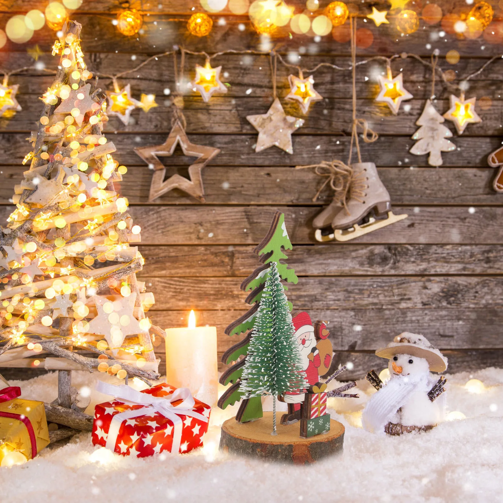 Natal de madeira papai noel sinal de mesa decoração de mesa de férias natal decoração de casa festa de natal ornamento artesanato de madeira peça central