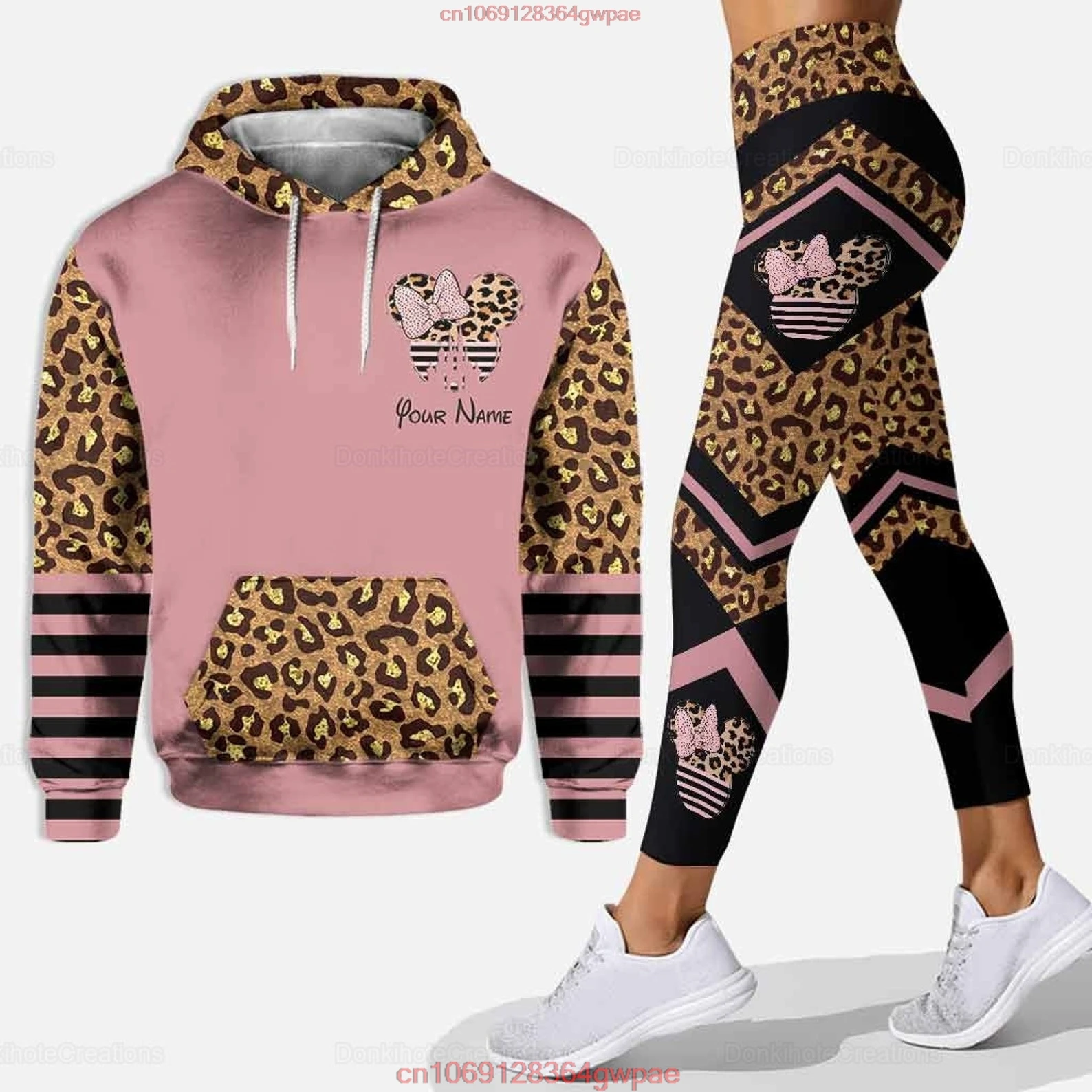 Disney Minnie 3D Hoodie Women\'s Hoodie Set Mickey Yoga Pants Sweatpants Women\'s Disney Yoga Hoodie Leggings Fashion Tracksuit