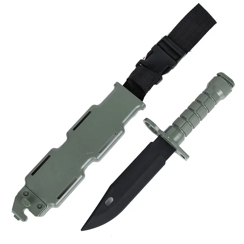 Rubber Knife Training with Sheath, Fake Plastic Dagger, Flexible and Soft Fixed Blade, Suitable for Props, Martial Art