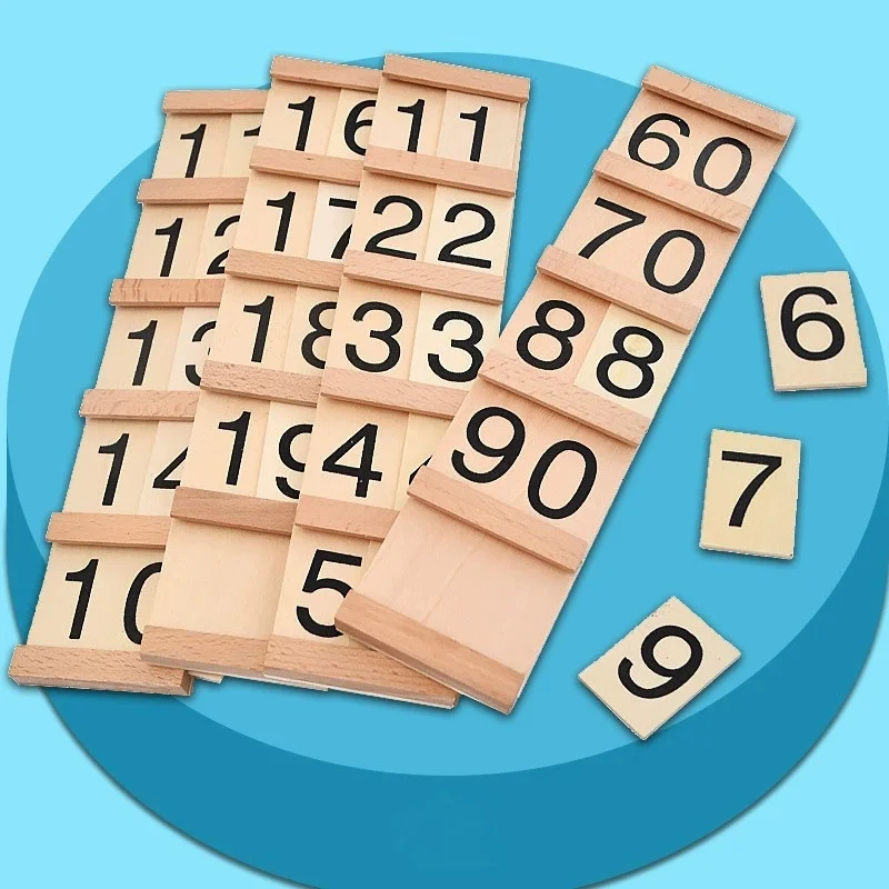 1-99 Children's Wooden Montessori Numbers Learning Card Children Early Education Educational Toys Math Teaching Aid Preschool