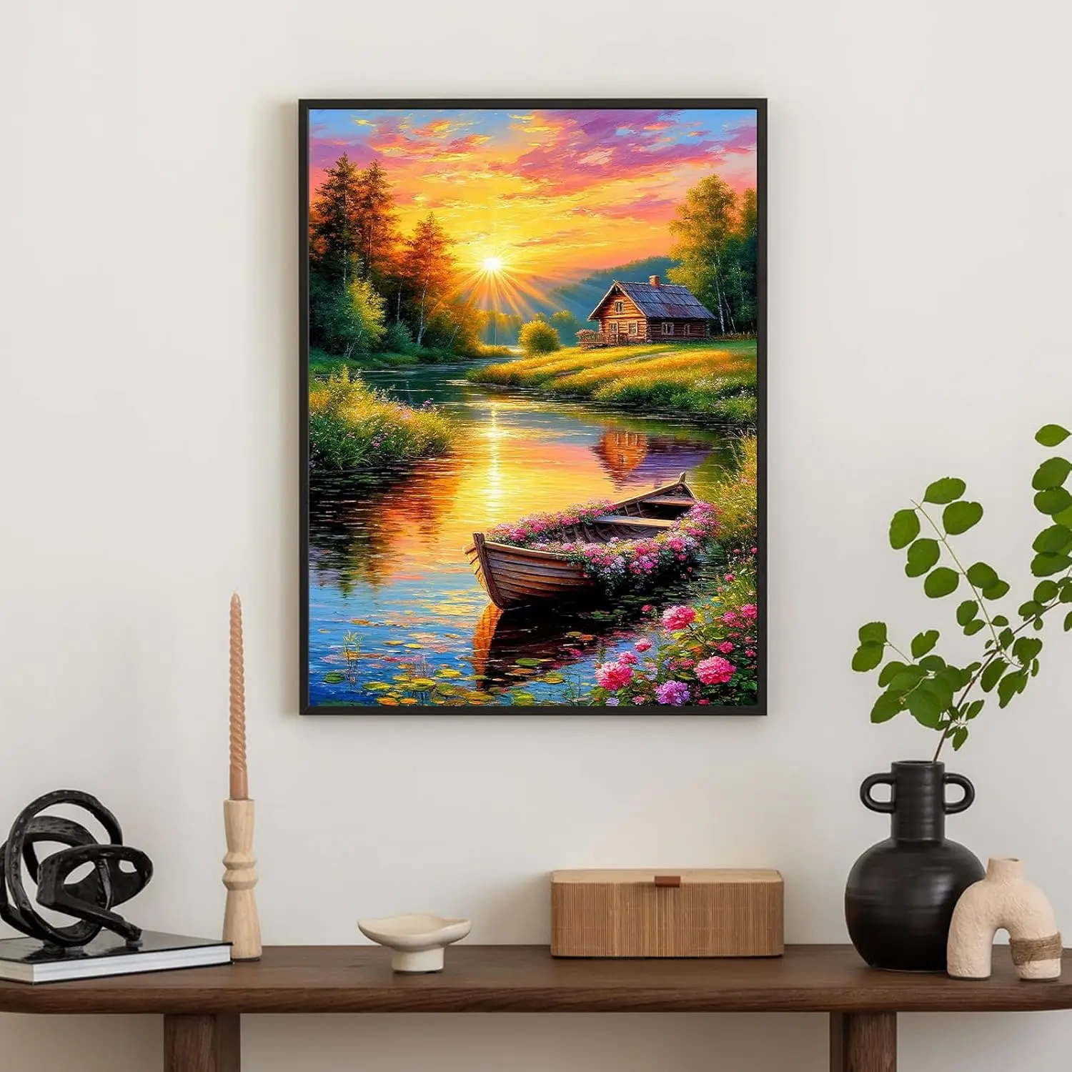 

500/1000/1200/2000PCS Puzzle Sunset Lake Cottage View Jigsaw Relax with Friends Home Decor Gift