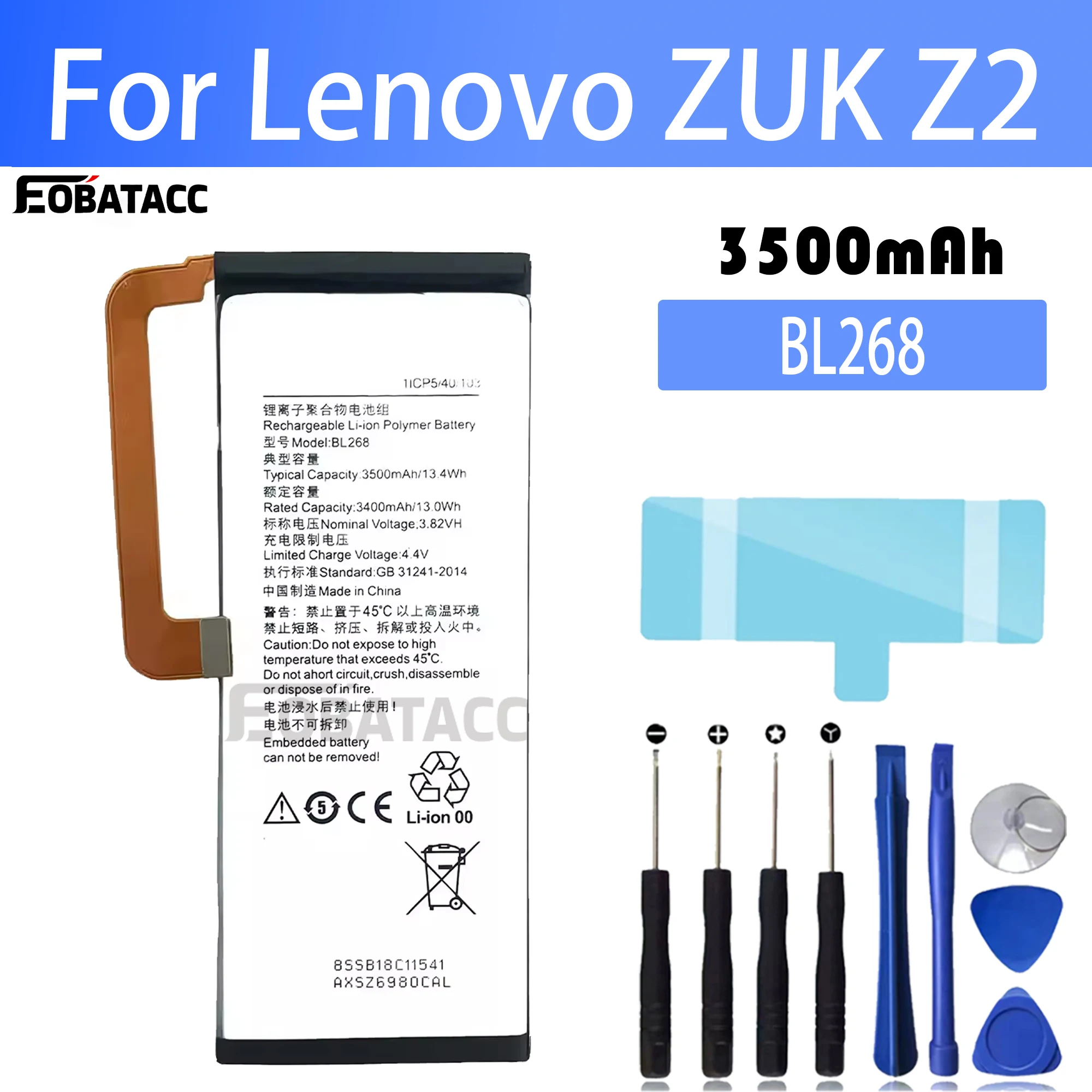 

100% New Original Battery BL268 For lenovo ZUK Z2 Battery + Free Tools