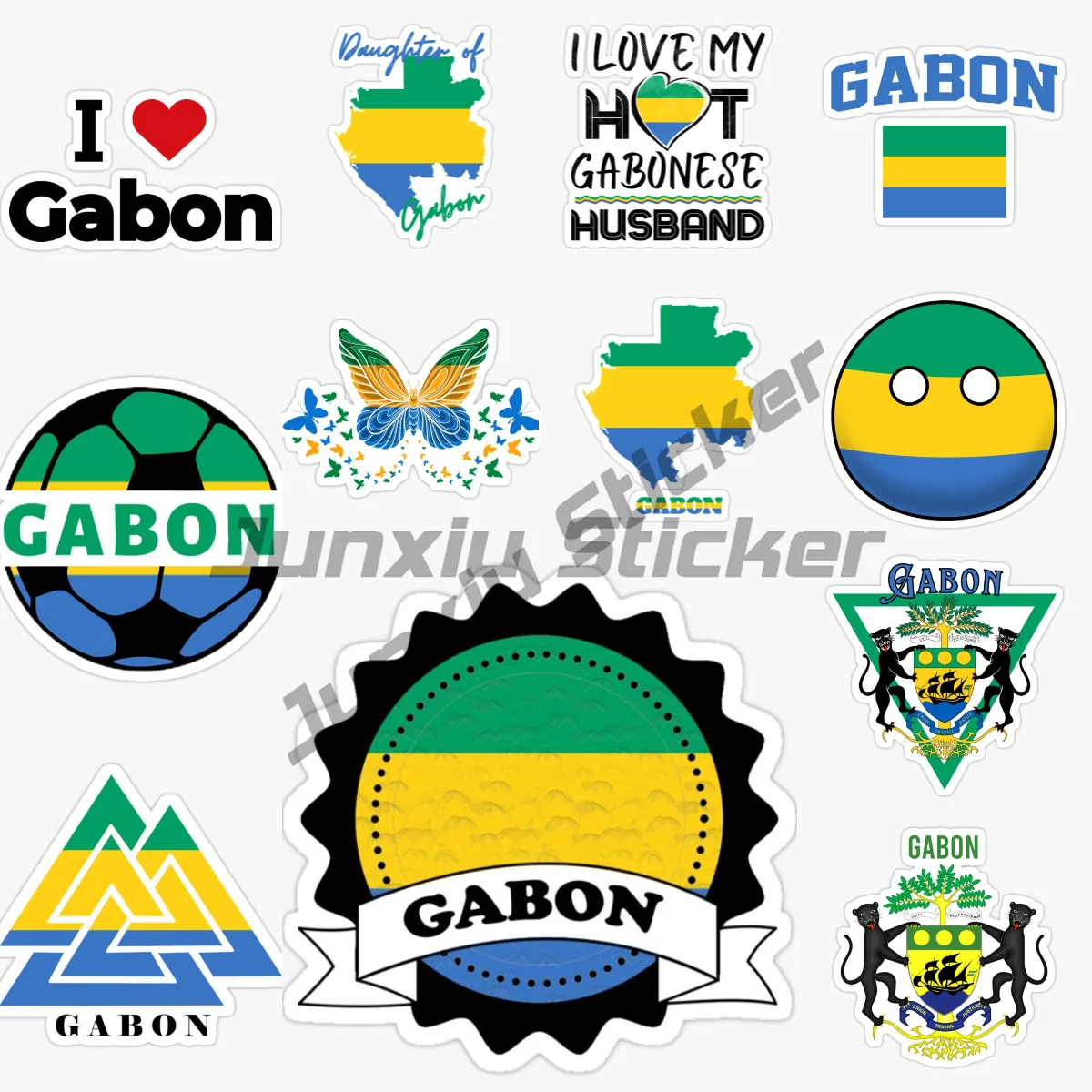 

Creative GABON Stickers GABON Flag Map PVC Sticker GABON Coat of Arms Vinyl Car Decals for Motorcycle Helmet Camper Decor