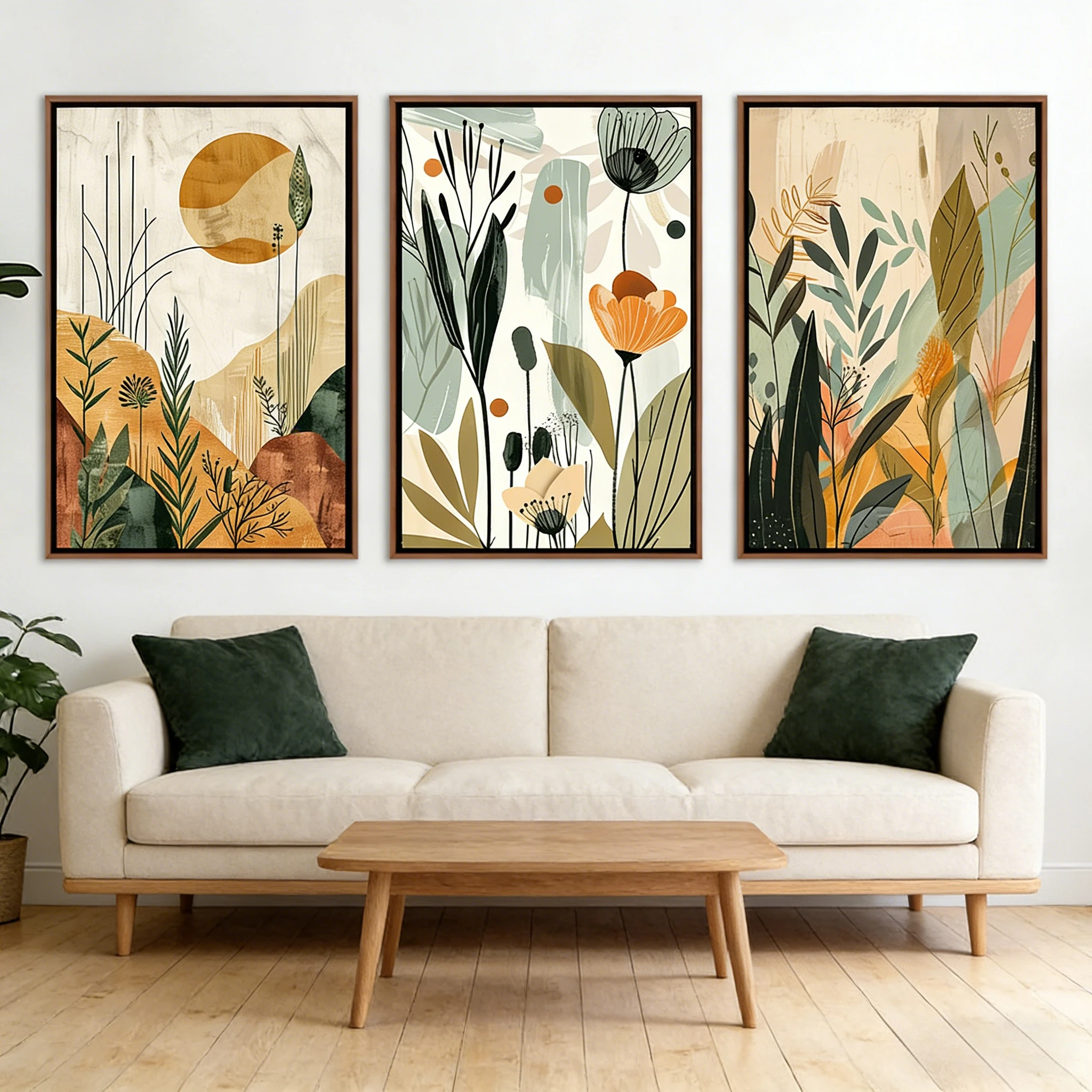 3pcs/set Bohe Floral Abstract Canvas Print Poster Vintage Pastoral Botanical Art Prints Living Room Wall Art Home Decor Poster