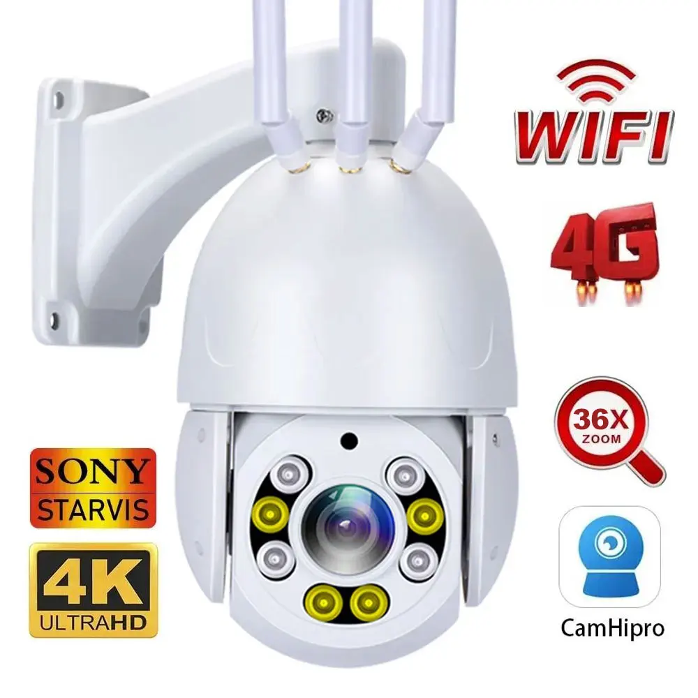 

4K 8MP Humanoid Auto Tracking Outdoor 4G Wireless 36x zoom Auto Focus Wifi PTZ IP CCTV Camera Color IR Two Way Audio Camhi APP