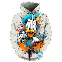 Neutral Cartoon Hoodie Autumn/Winter Tie Dye Color Disney Cute Donald Duck 2024 Fashion Sanlio Brand Print Clothing Women's/Men