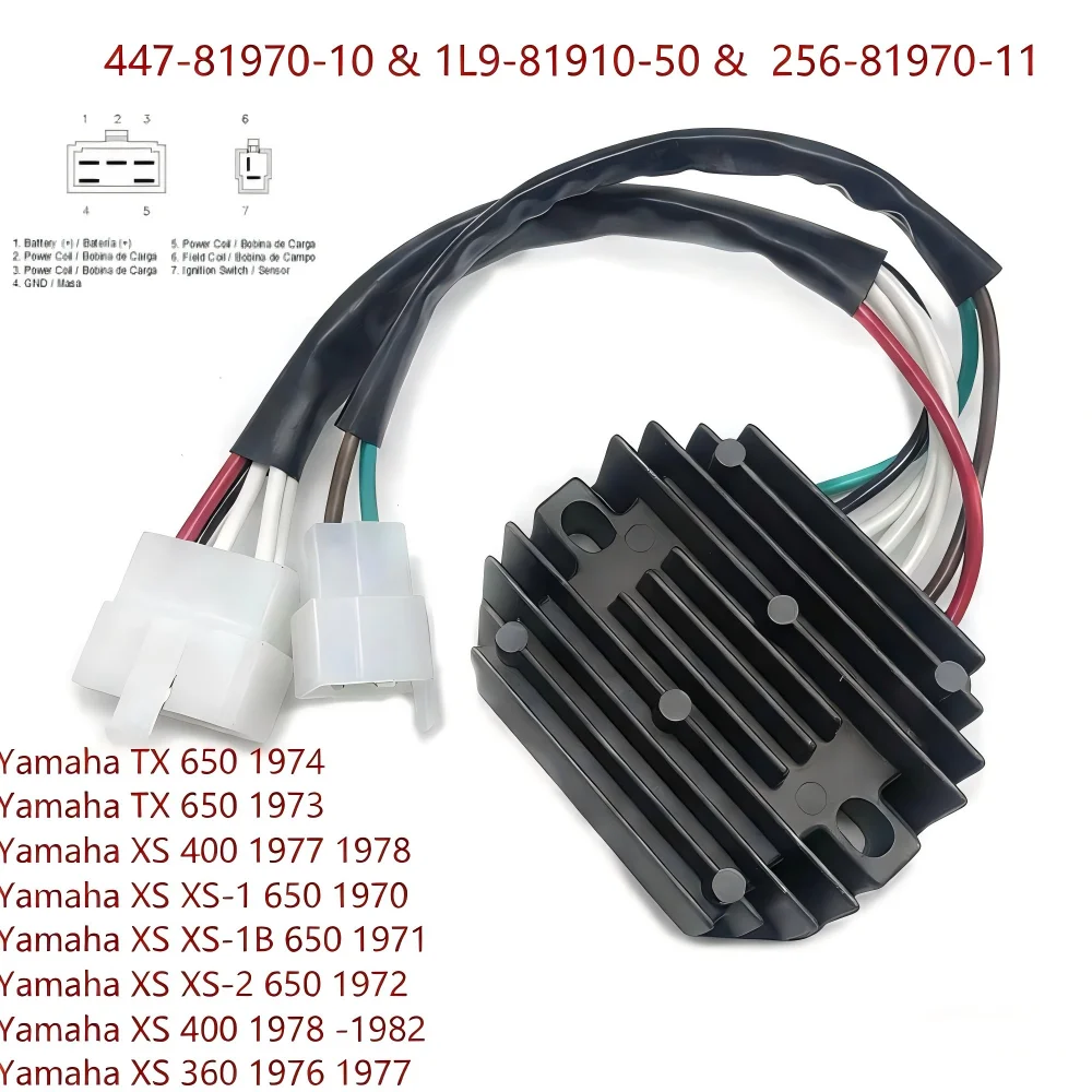 Rectificador regulador de voltaje del Motor para Yamaha TX XS XS-1 XS-1B XS-2 650 XS400 XS360 447-81970-10 y 1L9-81910-50 y 256-81970-11
