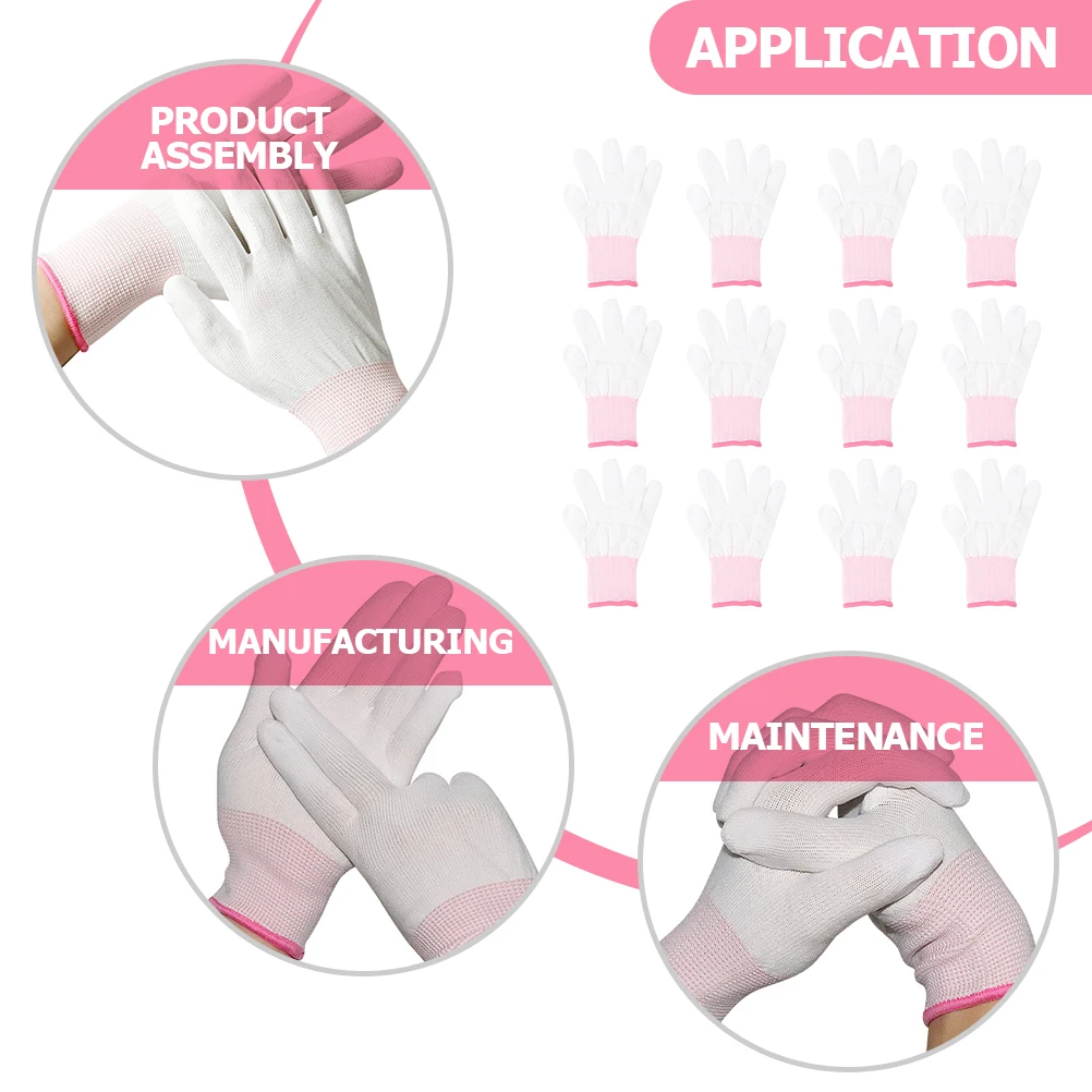 

12 Pairs Anti Static Gloves Coated Safety Non Slip Protective Nylon Long Flame Retardant Thermal Insulation Welding Labor