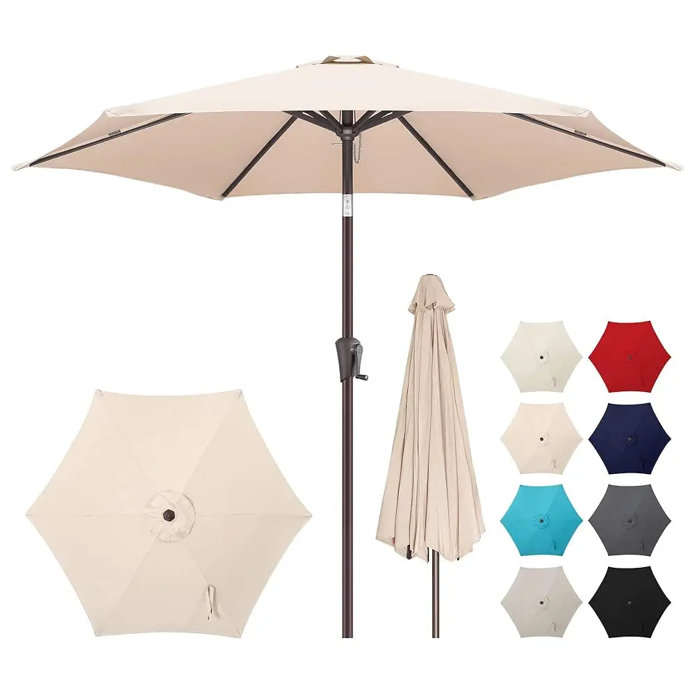 

9Ft Outdoor Patio Umbrella - Table Umbrella Waterprool Uv Protection, Sombrillas De Patio With Push Button Tilt&Crank, Sun