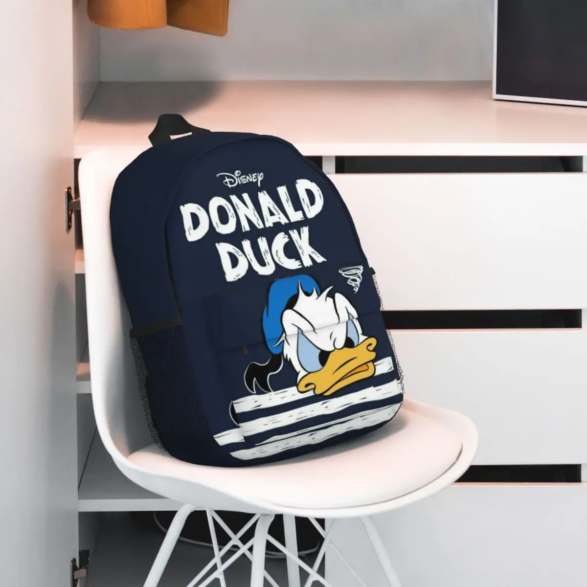 Donald Duck 15-Inch Waterproof Backpack - Lightweight Travel Bag with Multiple Pockets for Organization