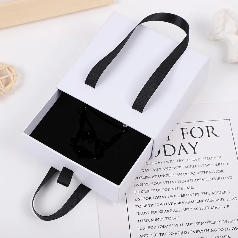 10 PCS Drawer Jewelry Package Boxes With Ribbon Handle Ring Necklace Earrings Bracelet Packaging Case Gift Pack