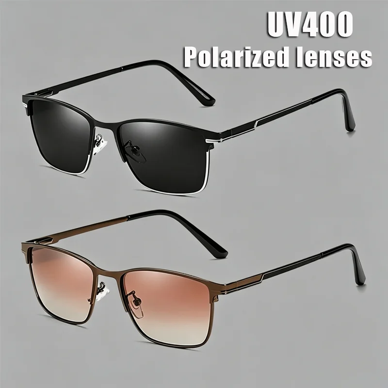 

New Men's Square-Frame Business Sunglasses Ultra-Lightweight Polarized UV400 Driving Sunglasses for Men Outdoor Travel Eyewear