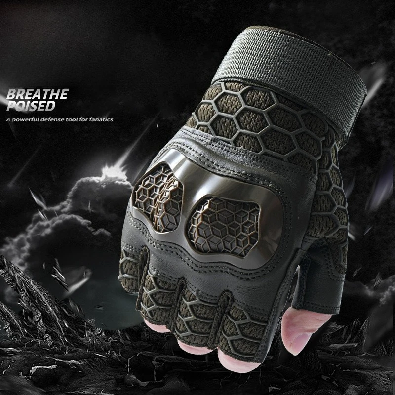 Men Half Finger Tactical Gloves Combat Hunting Hard Shell Protective Fingerless Anti-skid Wear-resistant Gloear-resistant Gloves