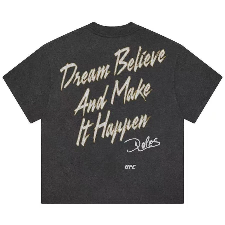 T-shirt délavé unisexe, Vintage, manches courtes, surdimensionné, boxe, tatouage imprimé, Signature, décontracté, été 2026, UFC Diego Lopes, Y2k