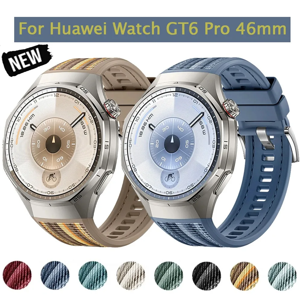Nylon gewebtes Silikonarmband für Huawei Watch GT6 Pro 46 mm, offizielles, bequemes, leichtes Band für Huawei Watch GT6 Pro Armband