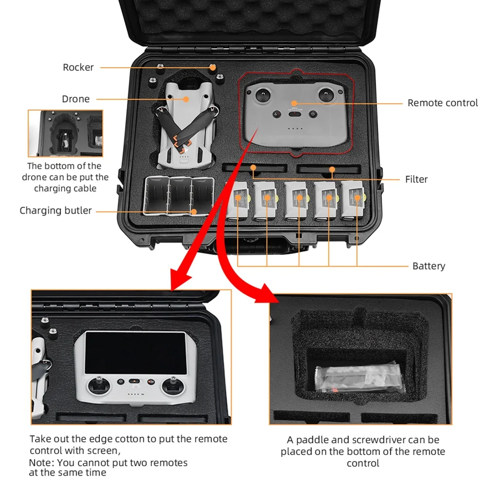 Hard Case for DJI Mini 3 Pro Drone Hard Cases Anti-Collision Explosion Proof Waterproof Storage Box Handbag