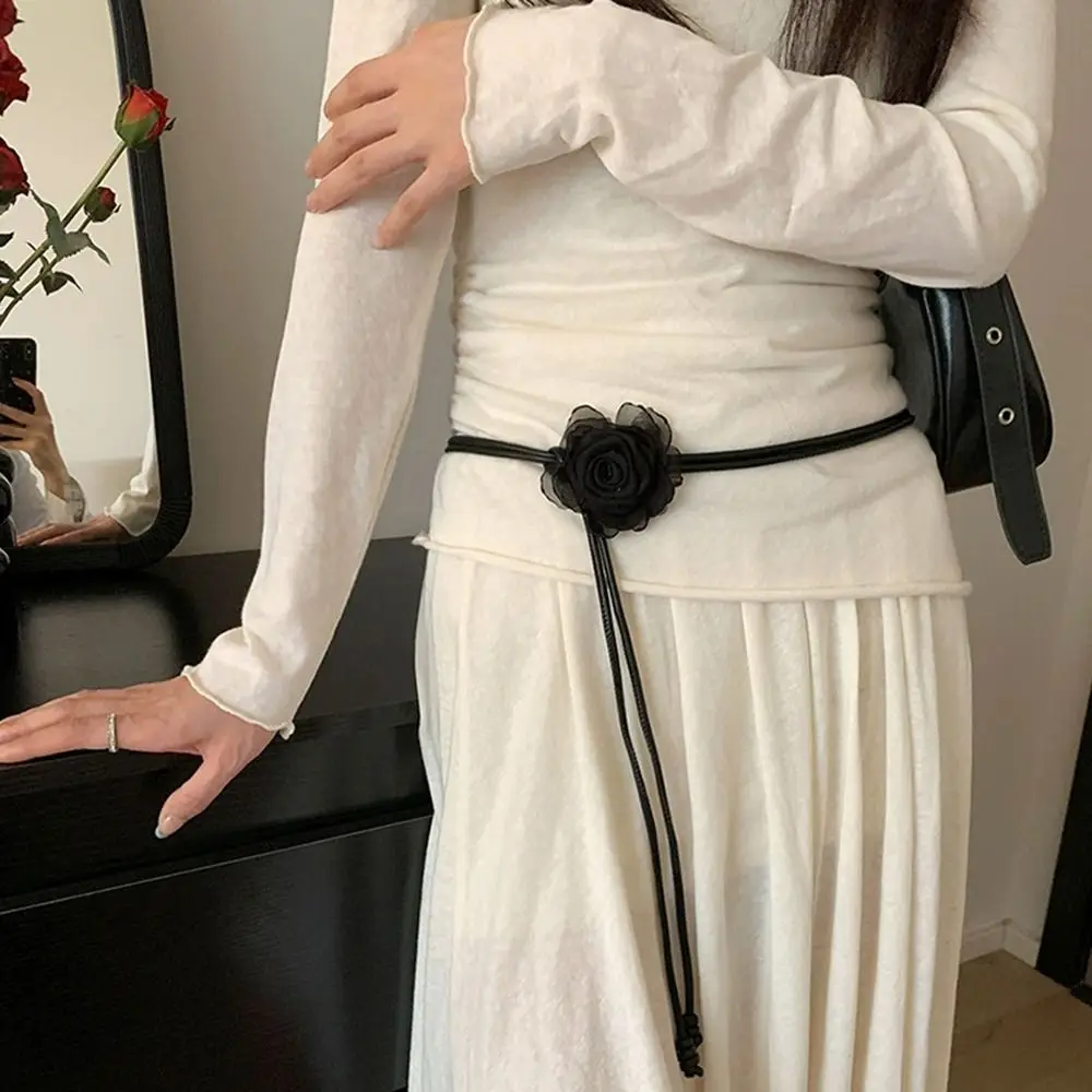 Ceinture à fleurs de Rose sèche de Style ethnique, haut de gamme rétro noué, corde de taille amincissante pour dames et filles