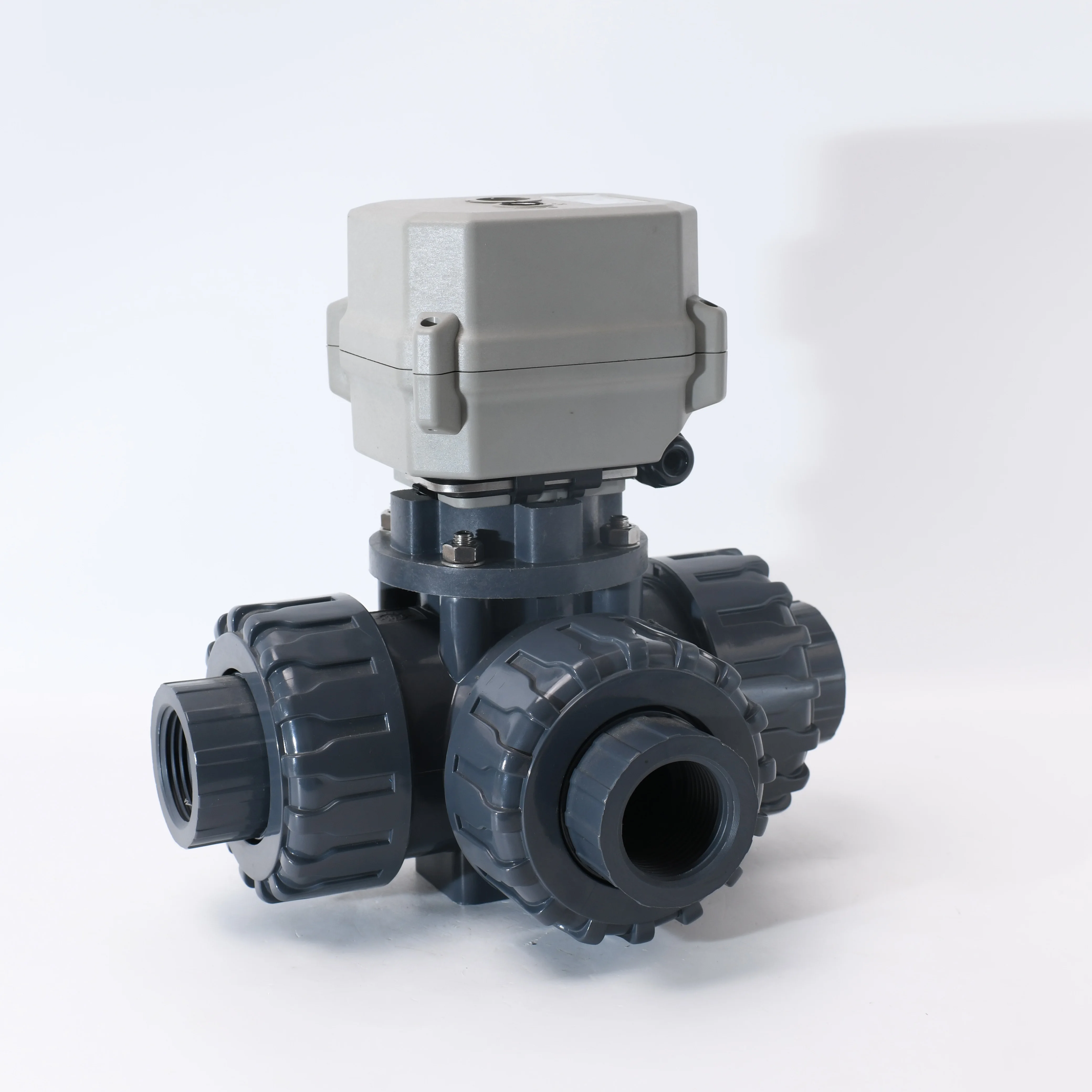 DN25 1 Inch Motorized 3 Way L Port  PVC UPVC Ball Valve