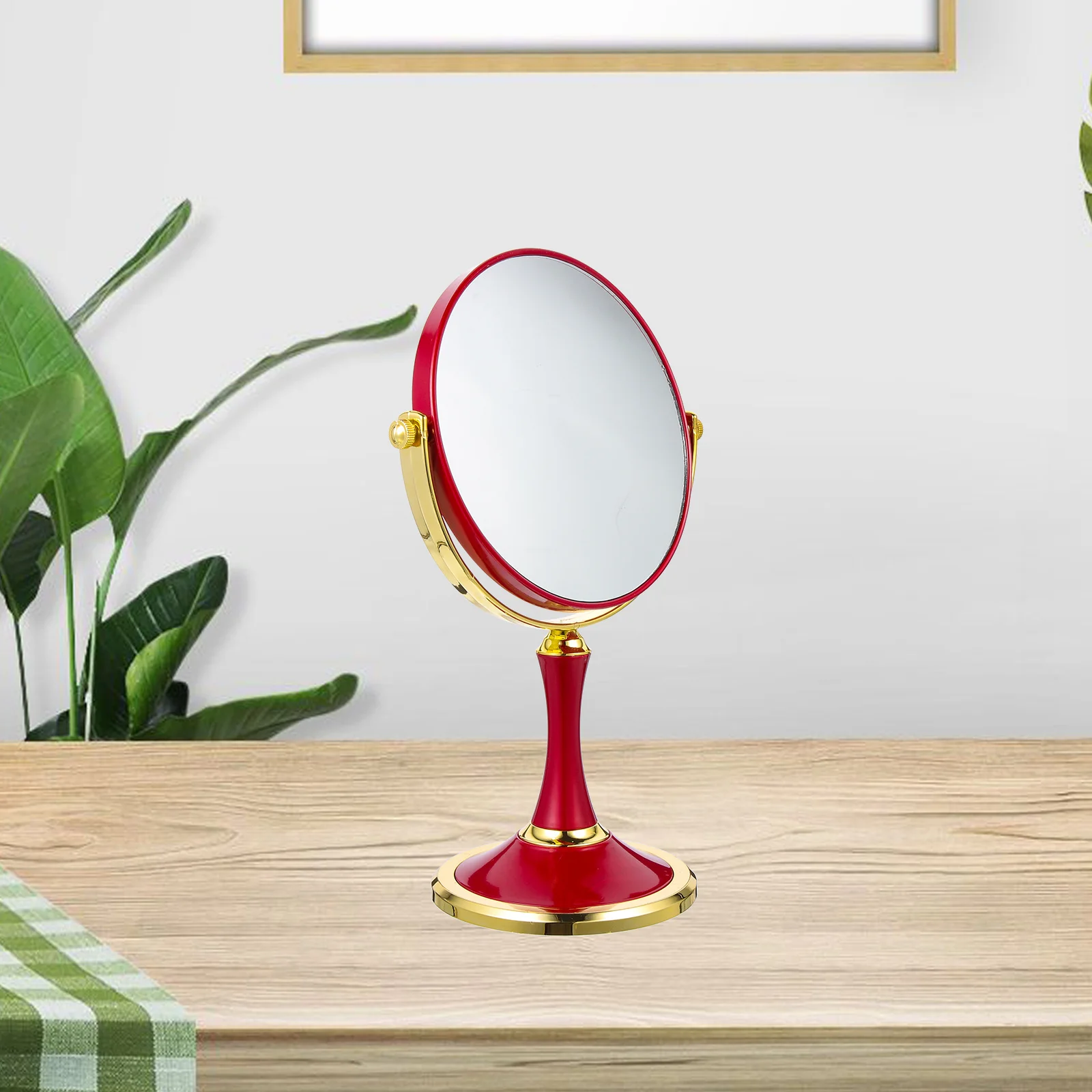 Ampliação espelho de maquiagem dupla face mesa rotativa estilo moderno superfície lisa clara escolha de presente exclusivo