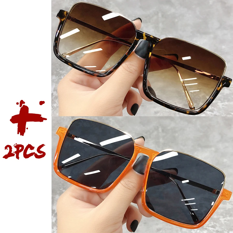 Sonnenbrille Damen 2026 – Große quadratische Fassung, luxuriöses Markendesign, Farbverlauf, Vintage-Sonnenbrille für Damen, Herren, Unisex – Detail 21