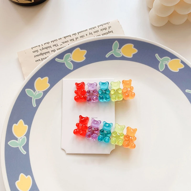 ปิ่นปักผมรูปหมี1ชิ้นกิ๊บด้านข้างสีลูกกวาดกิ๊ฟหนีบผมสัตว์สำหรับผู้หญิงหญิงสาวกิ๊บติดผมน่ารักสำหรับเครื่องมือจัดแต่งทรงผม