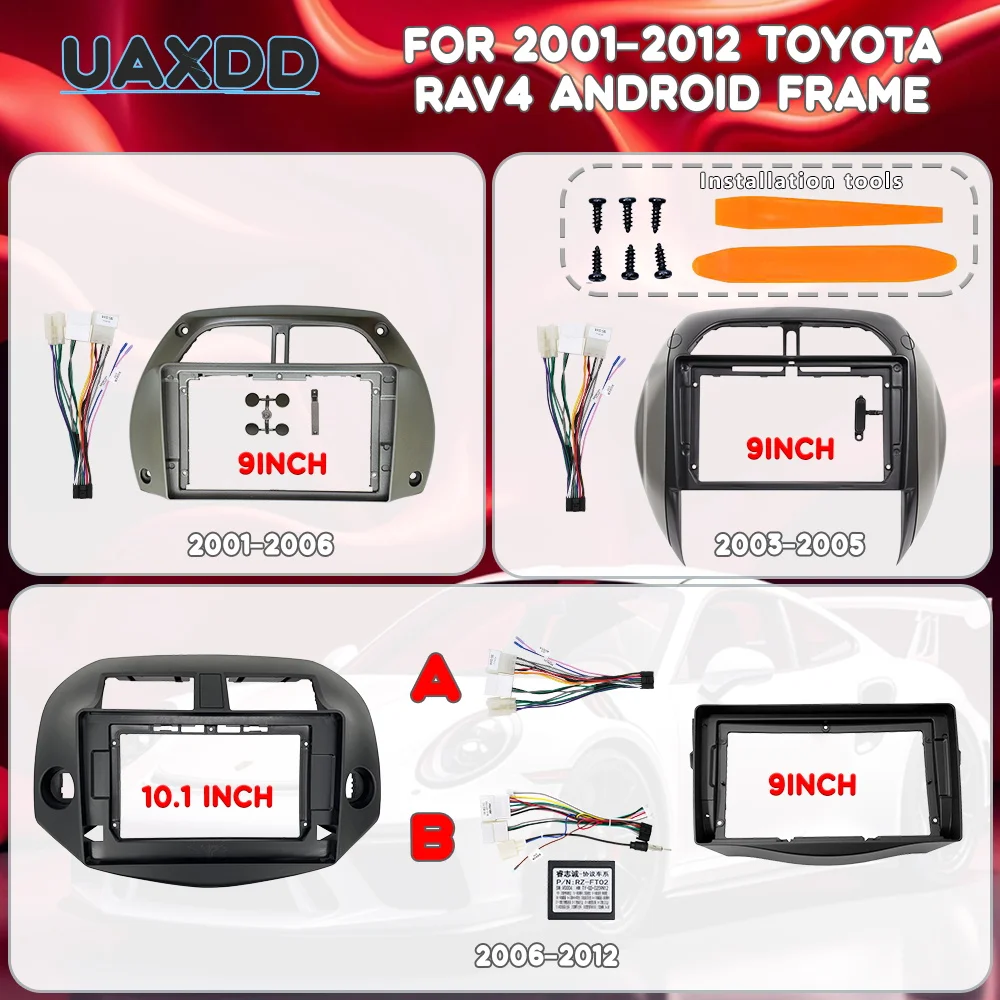 For 2003-2005 Toyota RAV4 9INCH 10.1INCH FRAME player accessories radio trim plastic dashboard screens audio frame cables Harnes